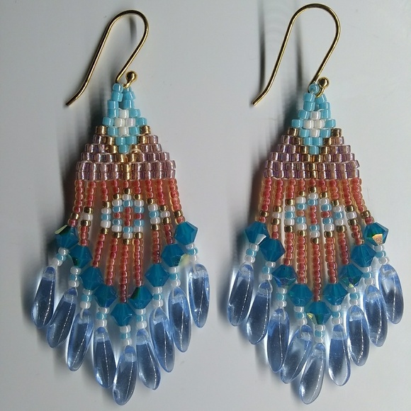 Hand Crafted Jewelry - 🎉HP🎉JRW Handmade Swarovski Turquoise Earrings